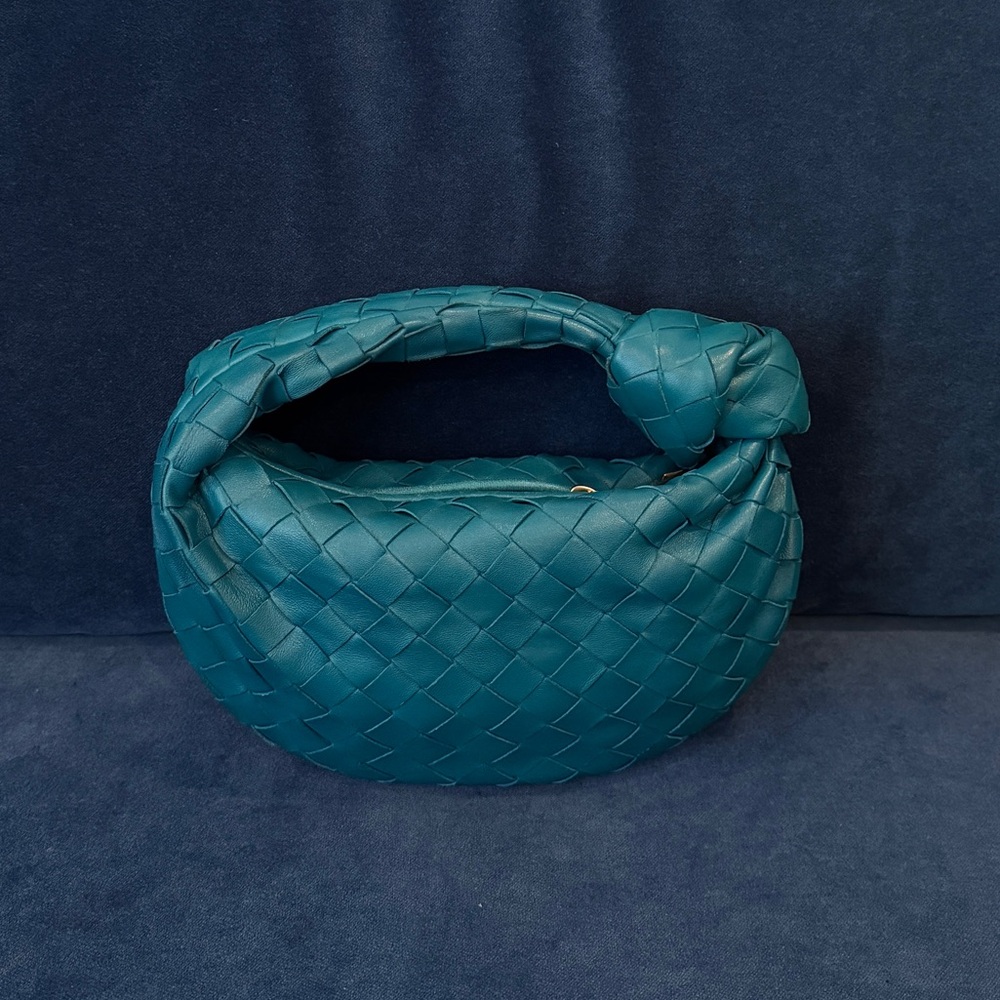 Bottega Veneta Mini Jodie in Teal Entrecciato Handbag